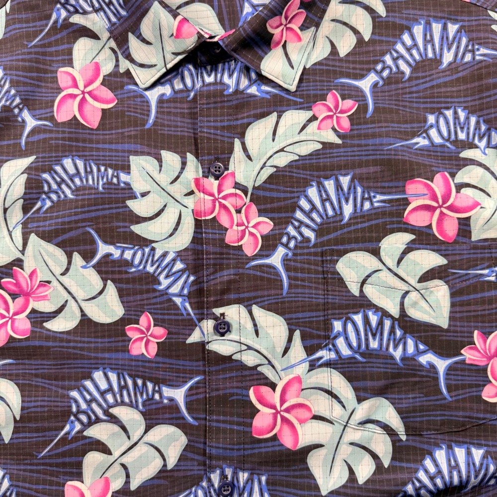 Tommy Bahama Mens XXL The Bahama Coast Tropical Marlin Floral Shirt Navy Blue - Picture 6 of 8
